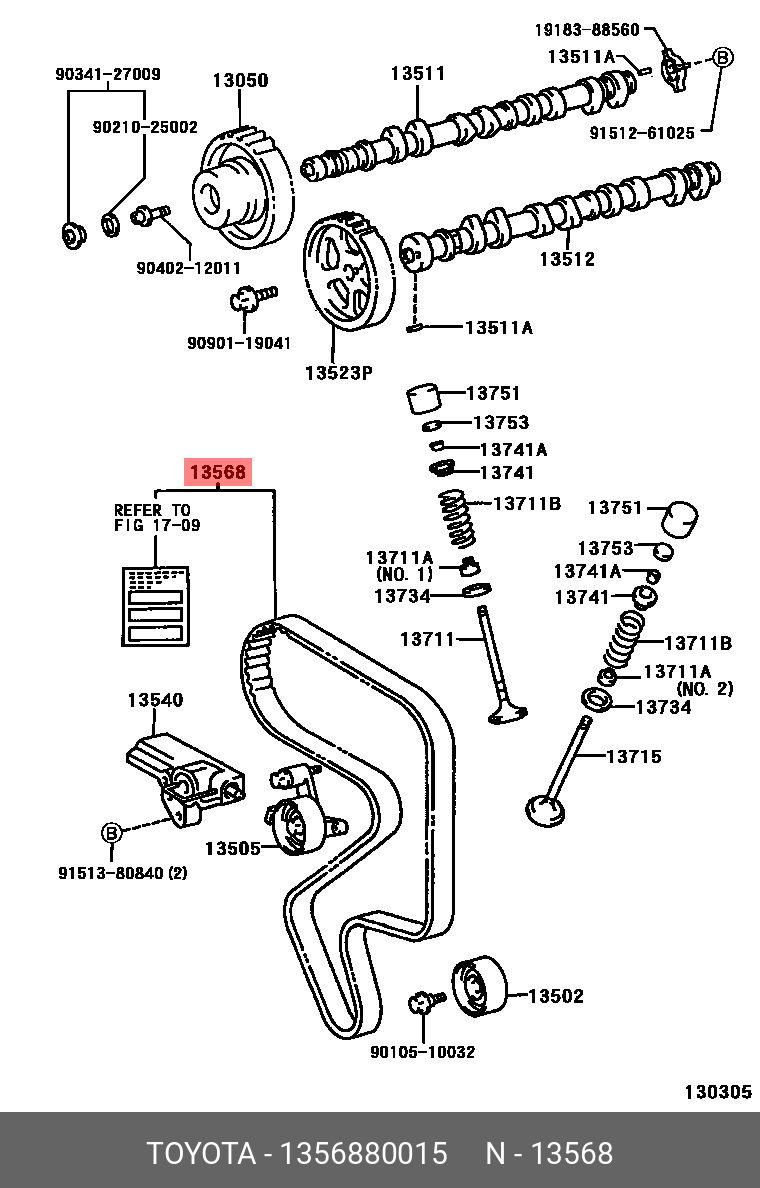 Ремень TOYOTA 1356880015