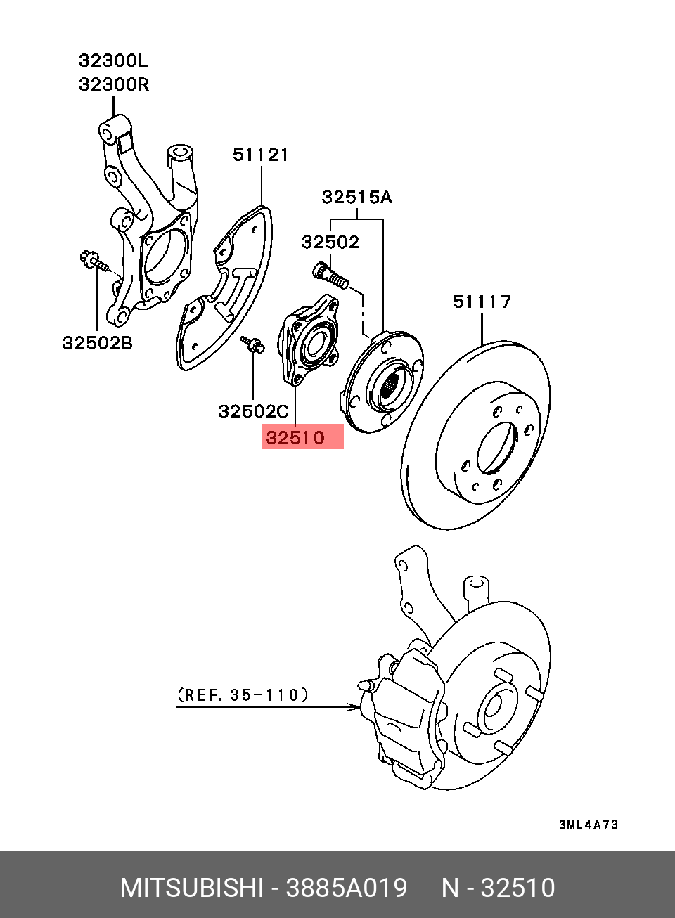 Подшипник ступицы MITSUBISHI 3885A019