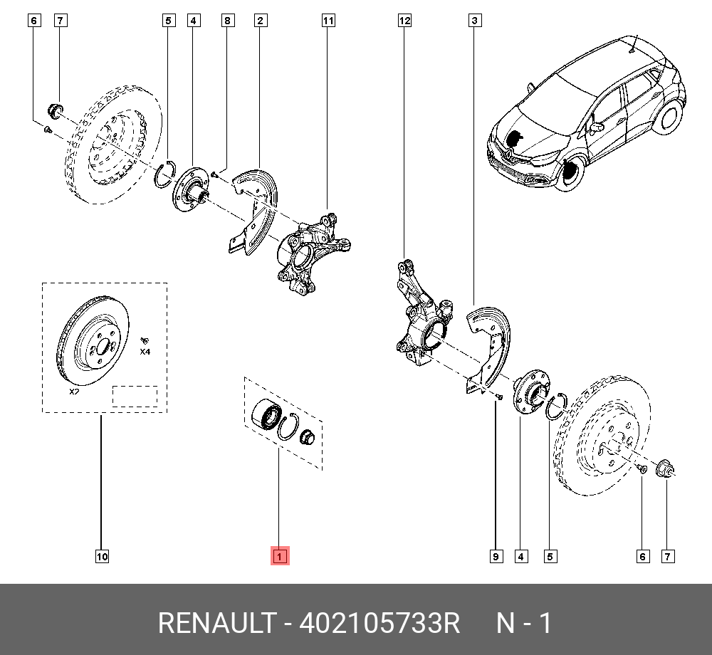Комплект подшипника ступицы колеса RENAULT 402105733R