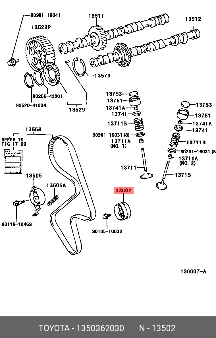 ролик обводной 3VZ 4VZ 1MZ  13503-62030 TOYOTA 1350362030