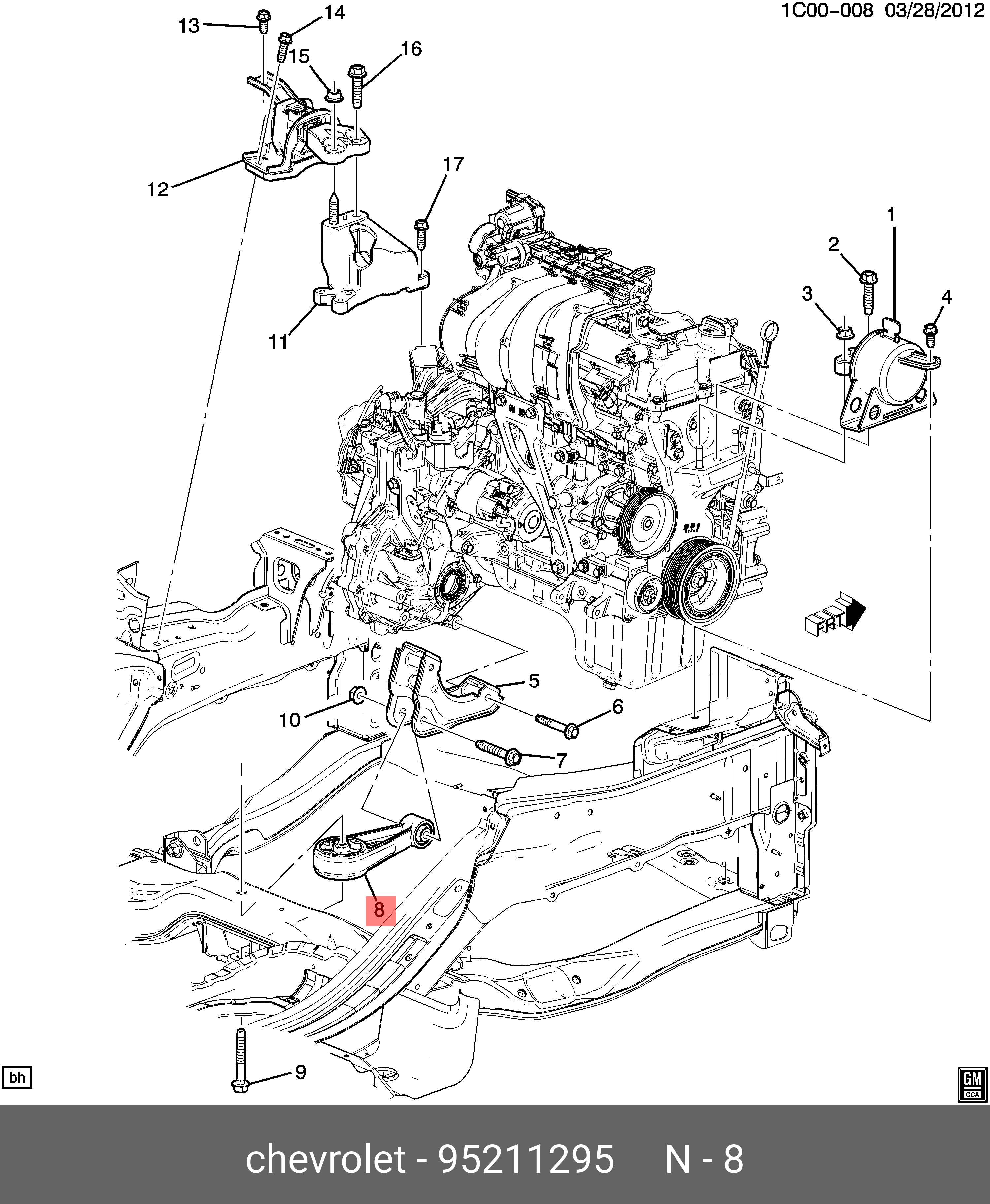 Опора двигателя GM 95211295