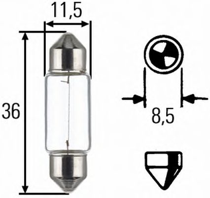 Лампа накаливания [(СОФИТНАЯ)- 5W 24V SV85-8(MIN10)] HELLA 8GM002092241