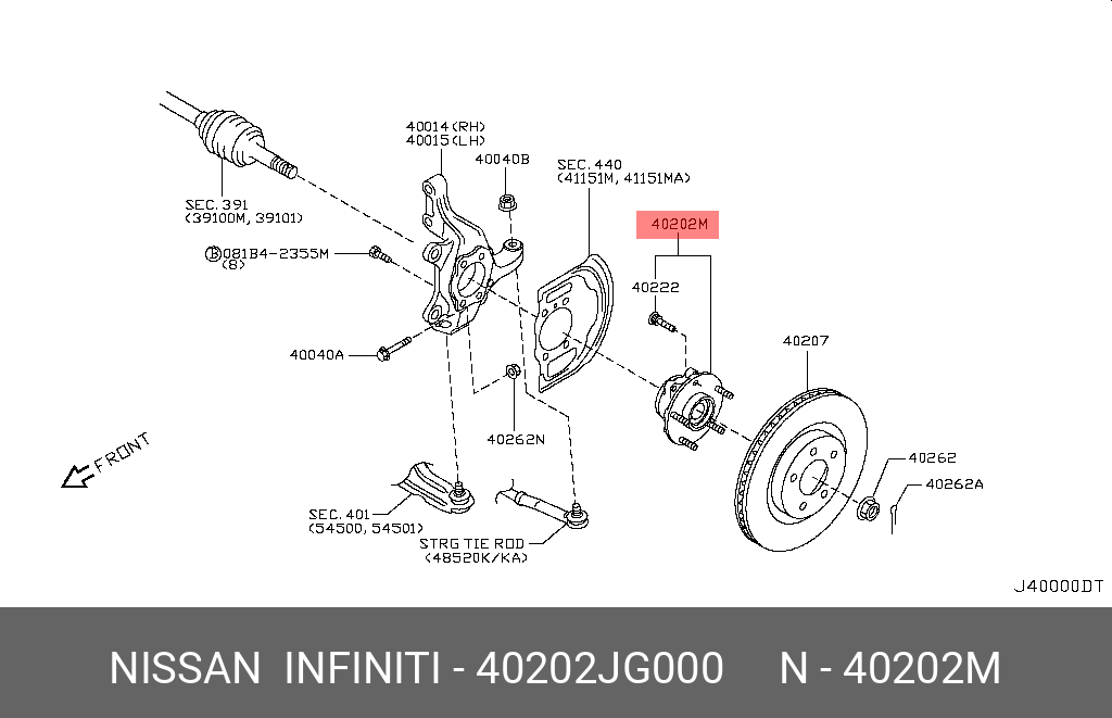 СТУПИЦА КОЛЕСА NISSAN 40202JG000
