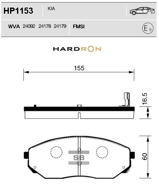 Колодки тормозные передние SANGSIN HP1153