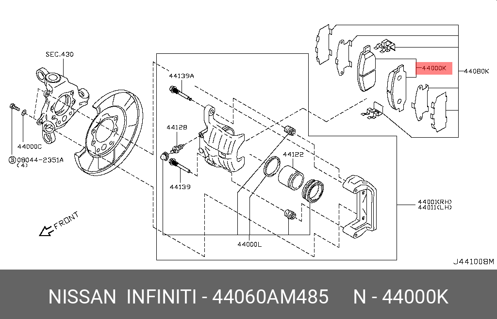 Комплект тормозных колодок дисковый тормоз NISSAN 44060AM485