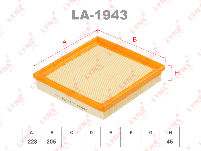 Воздушный фильтр LYNXAUTO LA1943