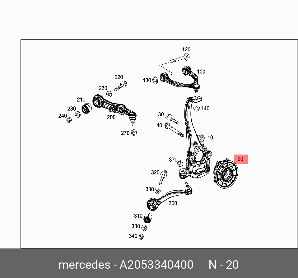 Ступичный узел передн C W205/E W213 16- | лев | MERCEDES A2053340400