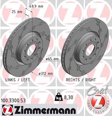 Тормозной диск ZIMMERMANN 100330053