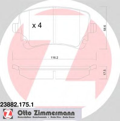Комплект дисковых тормозных колодок ZIMMERMANN 238821751