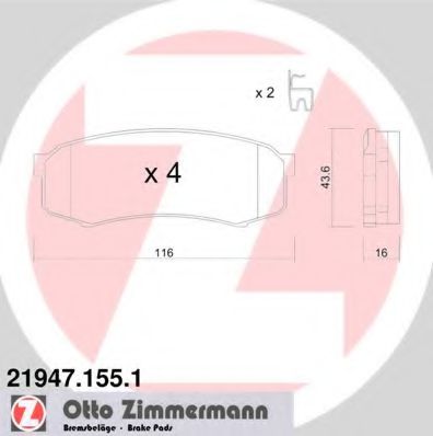 Комплект дисковых тормозных колодок ZIMMERMANN 219471551
