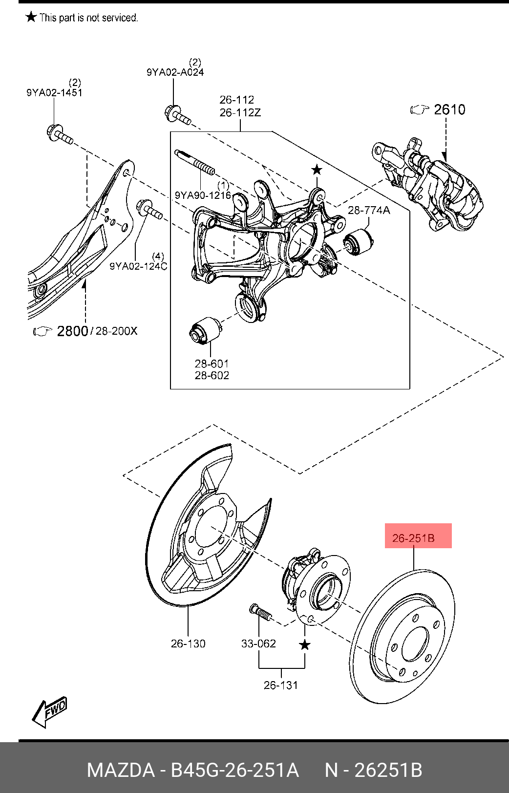 Диск тормозной задний (265x9) MAZDA B45G26251A