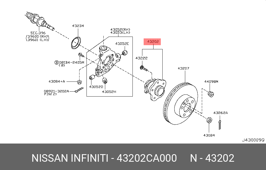 СТУПИЦА КОЛЕСА NISSAN 43202CA000