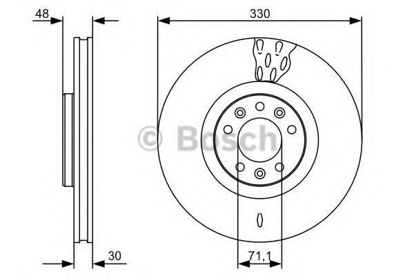 Диск тормозной передн  5  22 27 30 6 08 5   22  04 5 BOSCH 0986479529