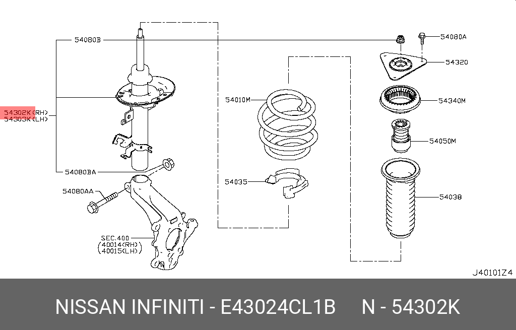 АМОРТИЗАТОР ПЕРЕДНИЙ ПРАВЫЙ/STRUT KIT-FR NISSAN E43024CL1B