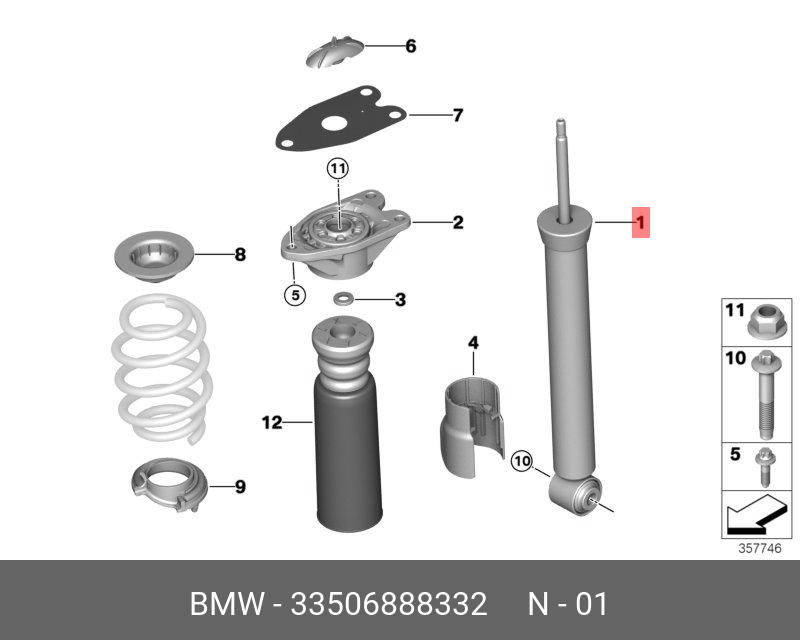 Амортизатор Зд BMW 33506888332