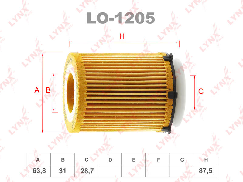 Фильтр масляный 1205 LYNXAUTO LO1205