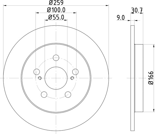 Диск тормозной задний [259x9] 5 отв с покрытием полный NISSHINBO ND1012K