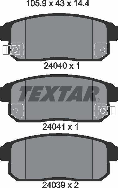 Комплект дисковых тормозных колодок TEXTAR 2404001