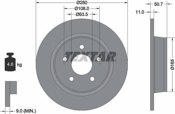 Тормозной диск TEXTAR 92238903
