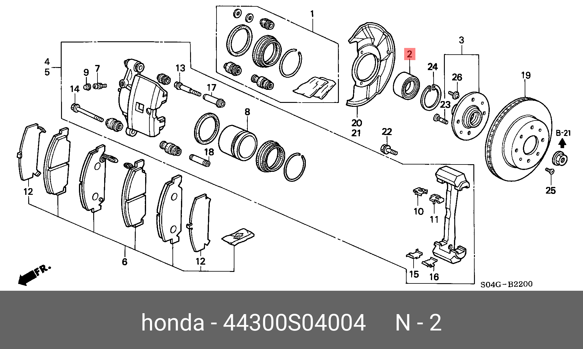 Подшипник в сборе передней ступицы HONDA 44300S04004