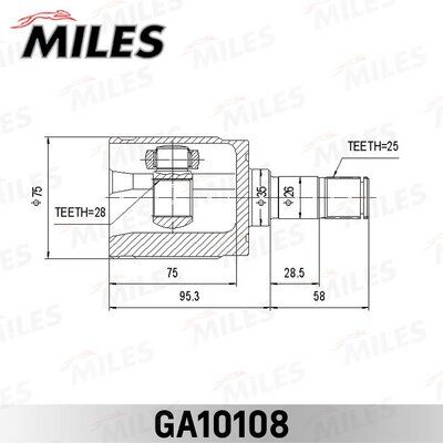 ШРУС HONDA CIVIC EU/EP/ES 2001-2006 внутр MILES GA10108