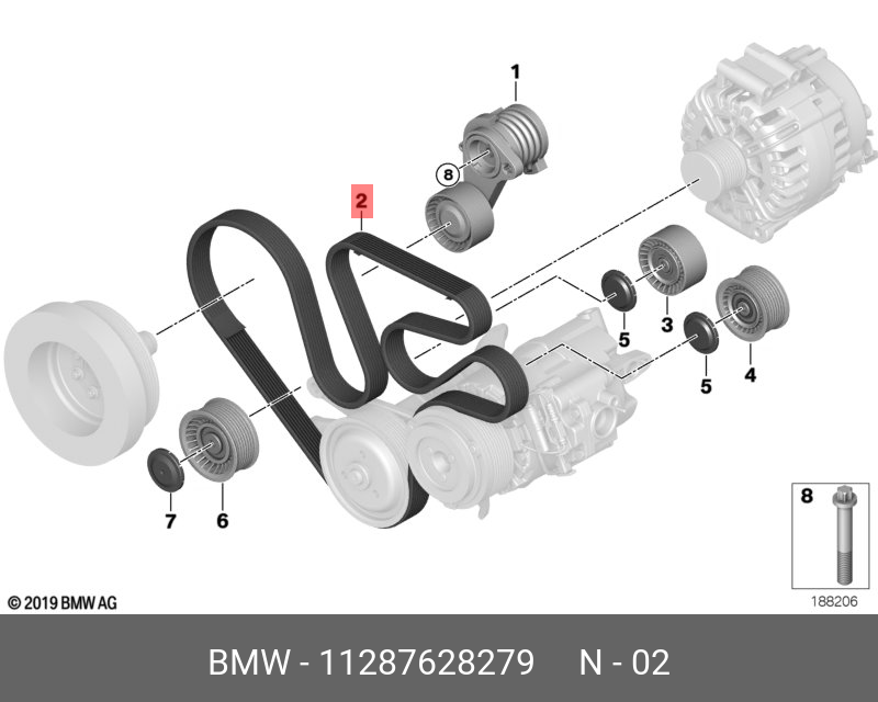 Ремень поликлиновой 8DPK1833 BMW 11287628279