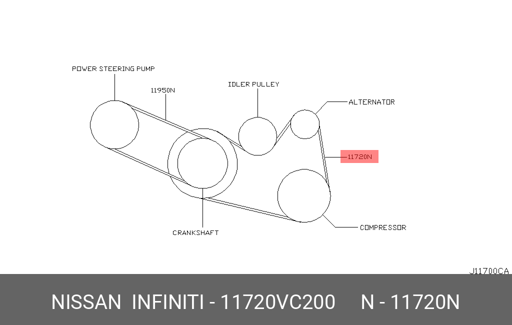 РЕМЕНЬ ПРИВОДНОЙ / BELT-FAN&ALTERNATOR ( NISSAN 11720VC200