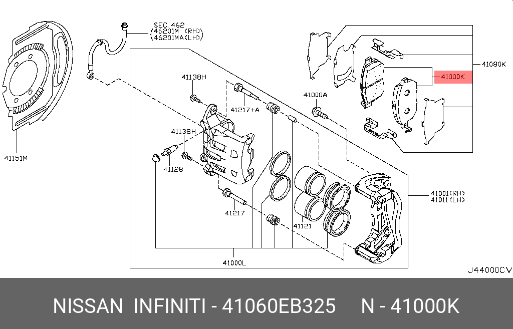 колодки тормозные передние Pathfinder R51M 41060-EB325 NISSAN 41060EB325