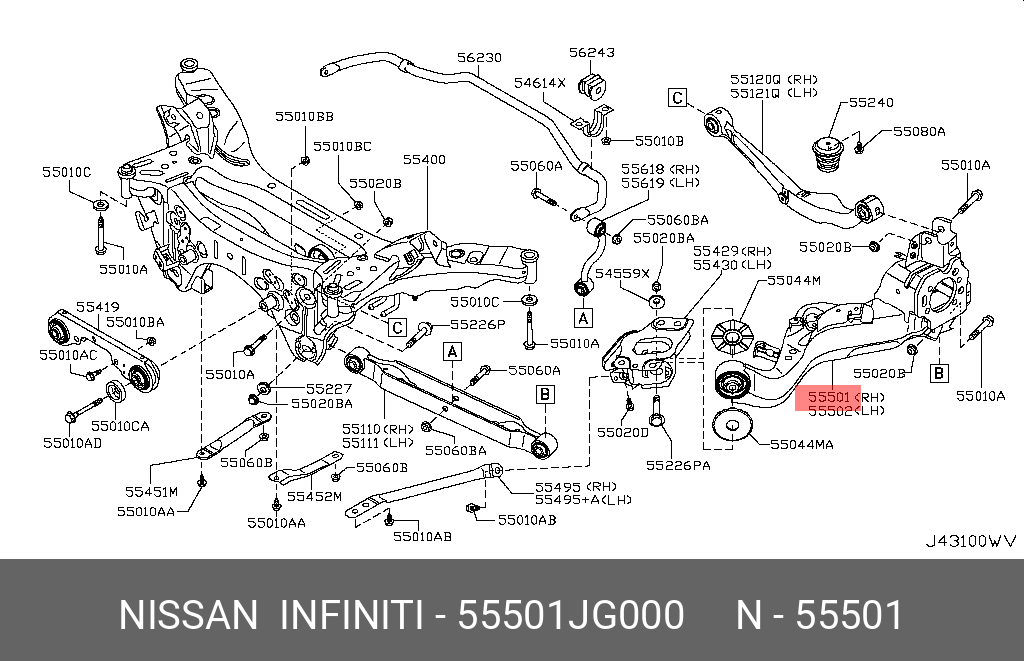 РЫЧАГ ПОДВЕСКИ NISSAN 55501JG000
