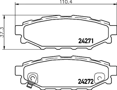 Тормоз колодки Subaru (24271 136 (24272) тс Akebono) зад дисковые комплект NAO | зад | HELLA 8DB355028341