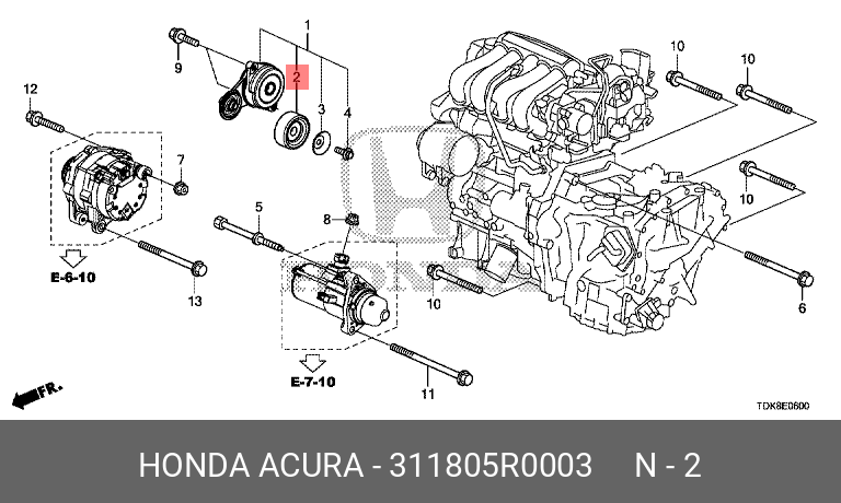 Ролик обводной приводного ремня HONDA 311805R0003