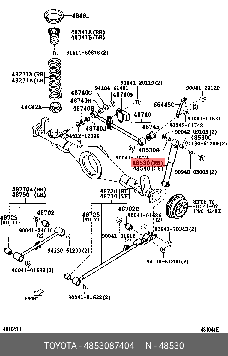 Амортизатор задний левый TOYOTA 4853087404