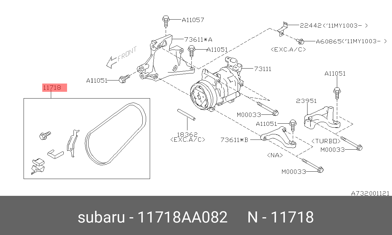 РЕМЕНЬ ПАЗОВЫЙ ГЕНЕРАТОРА SUBARU 11718AA082