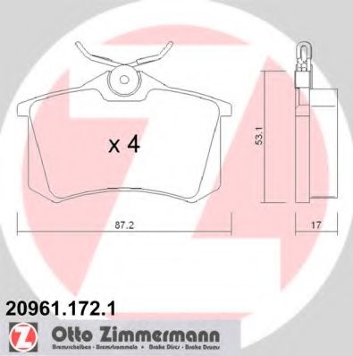 Комплект дисковых тормозных колодок ZIMMERMANN 209611721