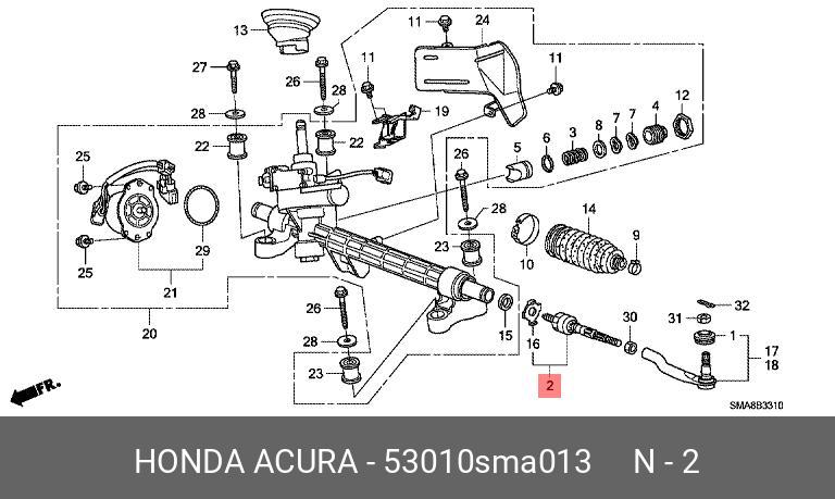Тяга рулевая | перед прав/лев | HONDA 53010SMA013