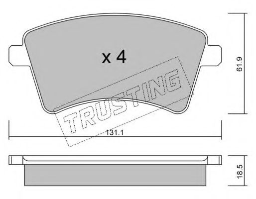 Комплект тормозных колодок дисковый тормоз TRUSTING 8280