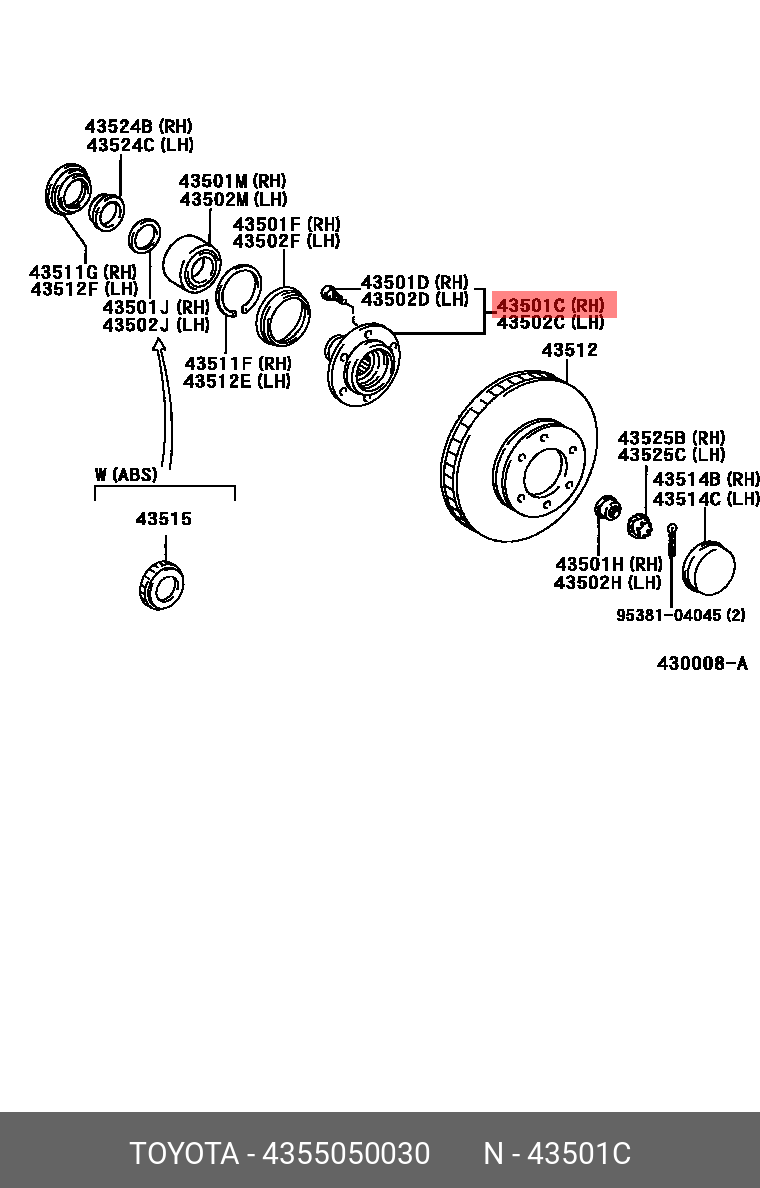 Ступица TOYOTA 4355050030