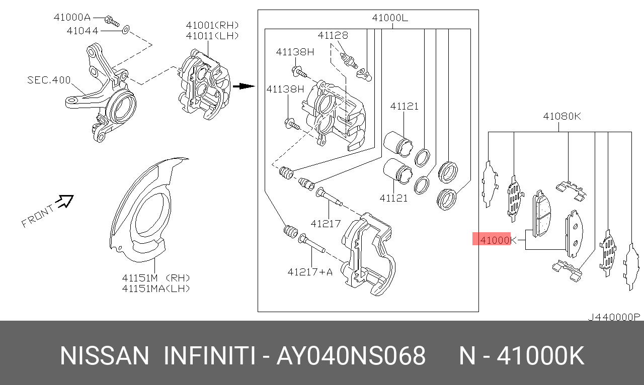 Колодки тормозные дисковые | перед | NISSAN AY040NS068