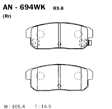 Комплект дисковых тормозных колодок AKEBONO AN694WK