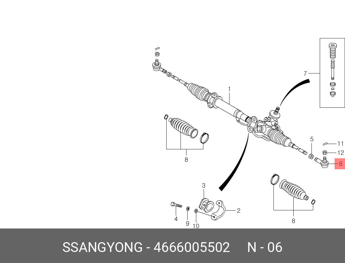 Наконечник поперечной рулевой тяги SSANGYONG 4666005502