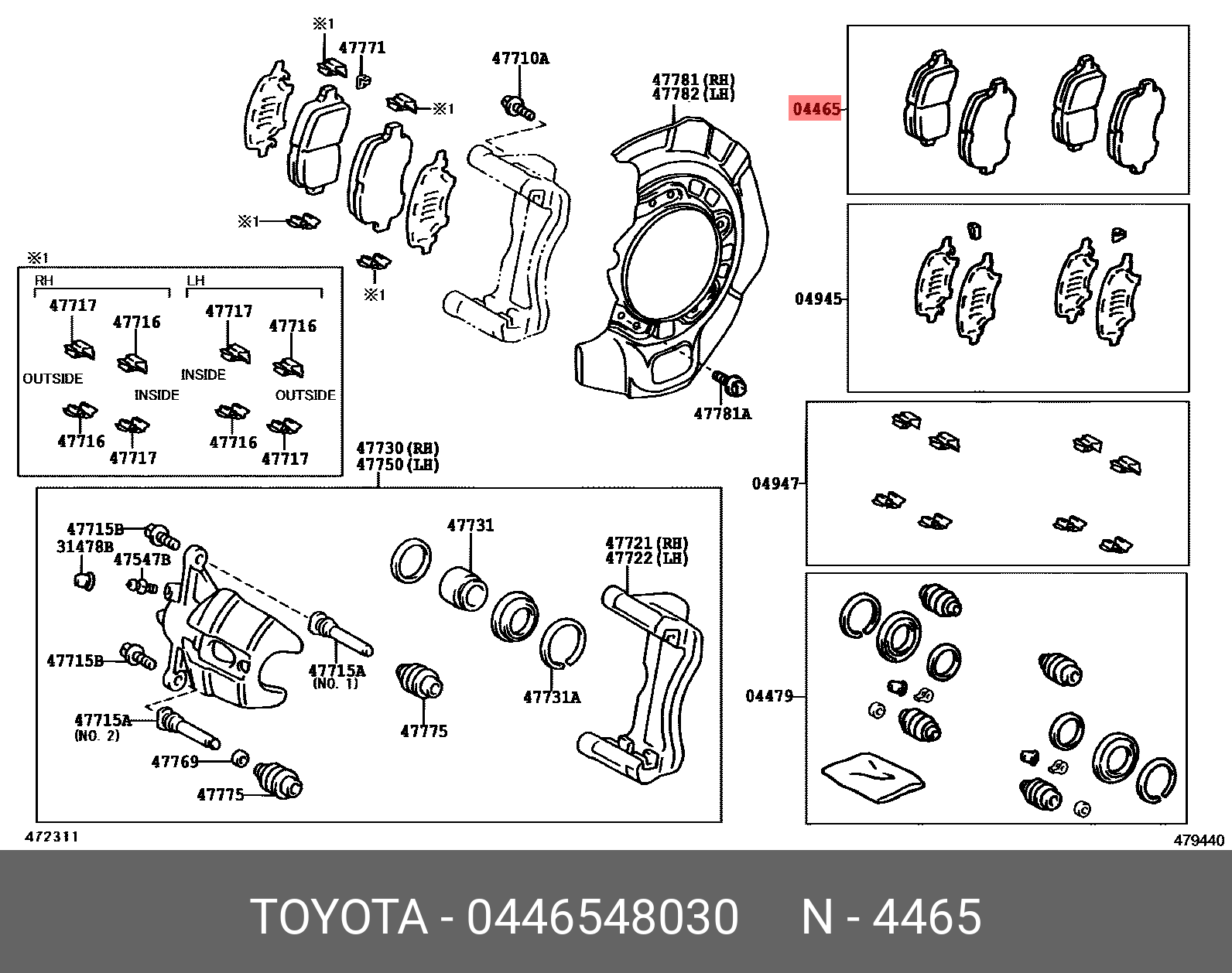 КОЛОДКИ ТОРМОЗНЫЕ ПЕРЕДНИЕ RX330/350 TOYOTA 0446548030