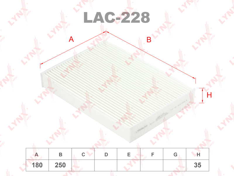LAC-228 Фильтр салонный LYNXauto LYNXAUTO LAC228