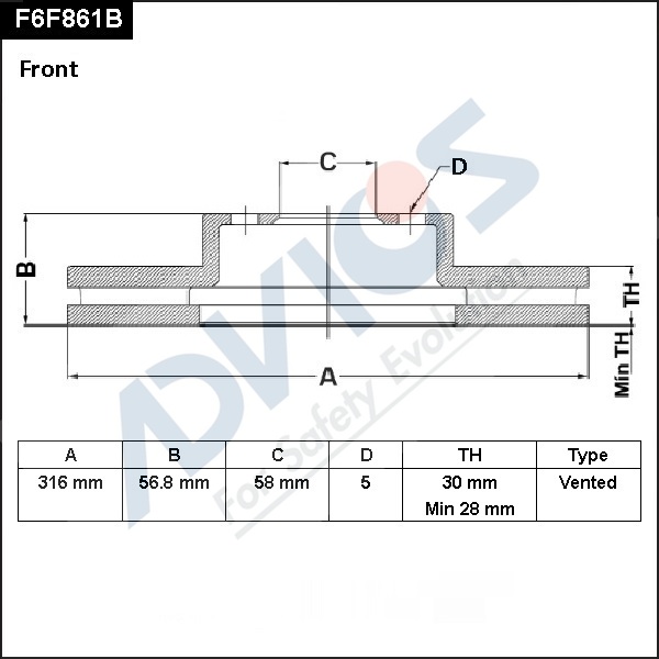 Диск Тормозной Пер Advics 26300Al010 ADVICS арт F6F861B ADVICS F6F861B