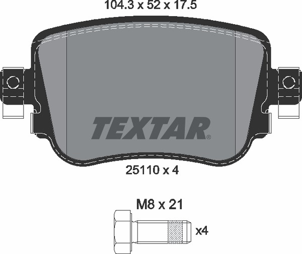 Колодки тормозные задние с противошумной пластиной Q+ TEXTAR 2511001