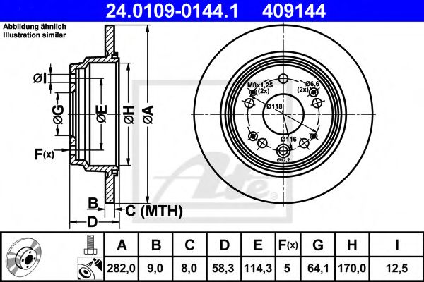 ДИСК ТОРМ HON CR-V 20/20CTDI 02-06 ЗАД НЕ ВЕНТ 282X9 ATE 24010901441