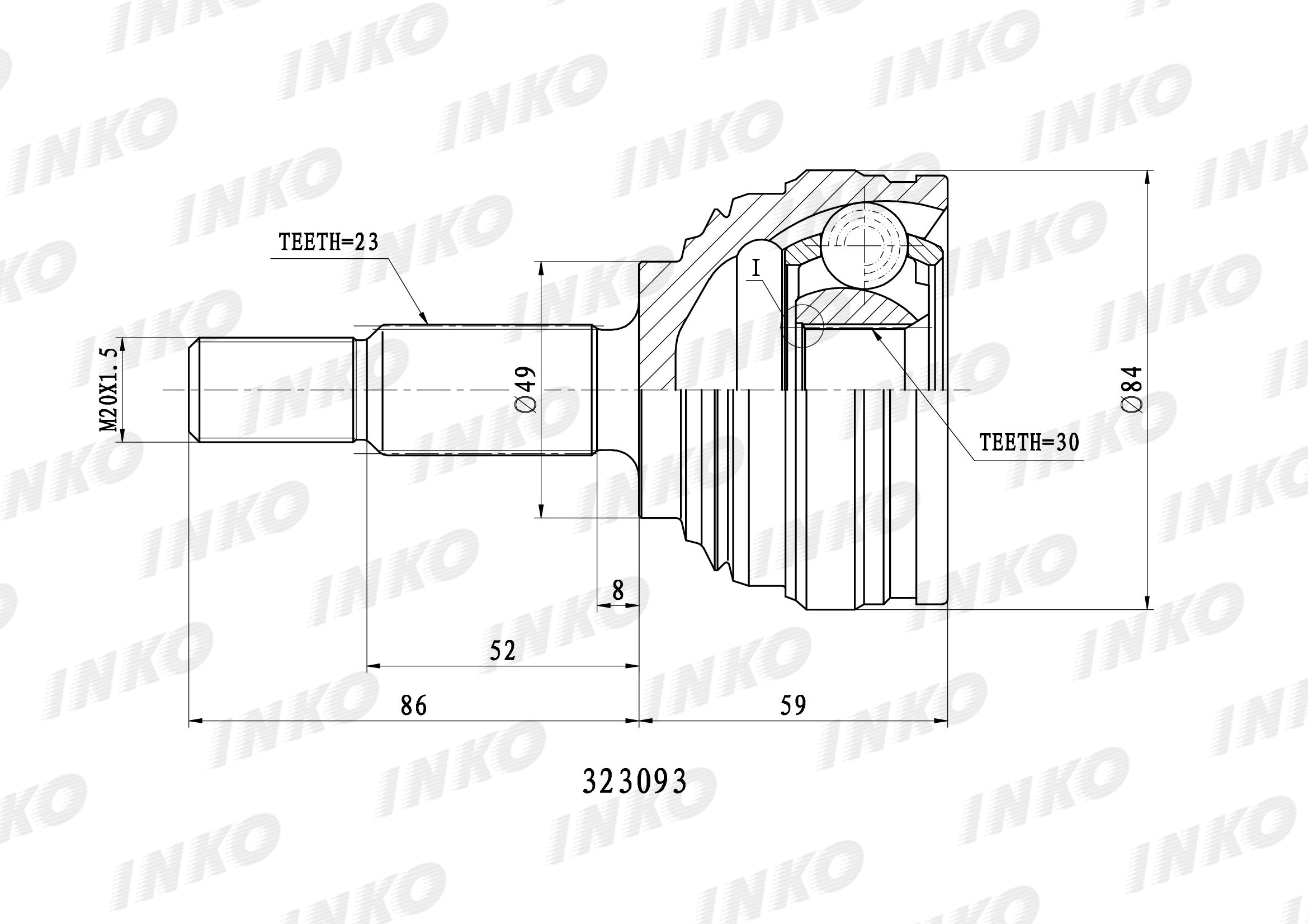 Шрус Внешний 2330  Перед Правлев INKO арт 323093 INKO 323093