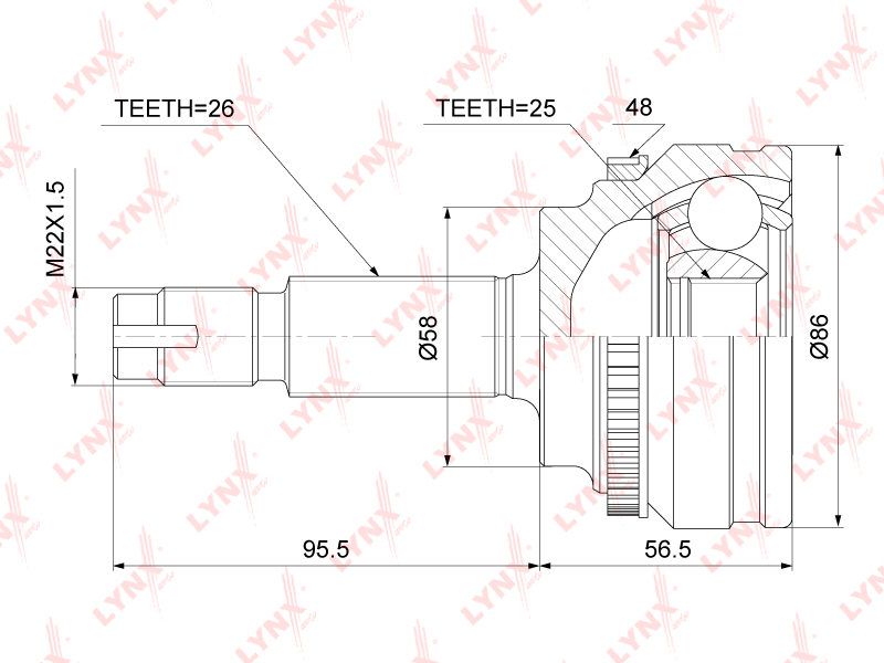 ШРУС наружный LYNXAUTO CO3753A