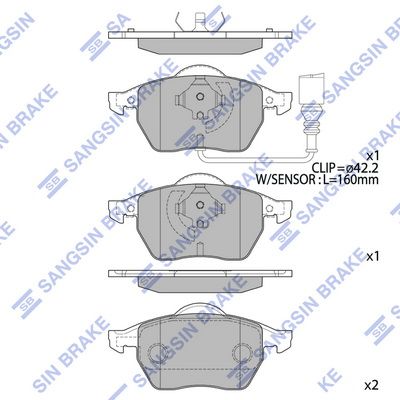 Комплект дисковых тормозных колодок SANGSIN SP2097