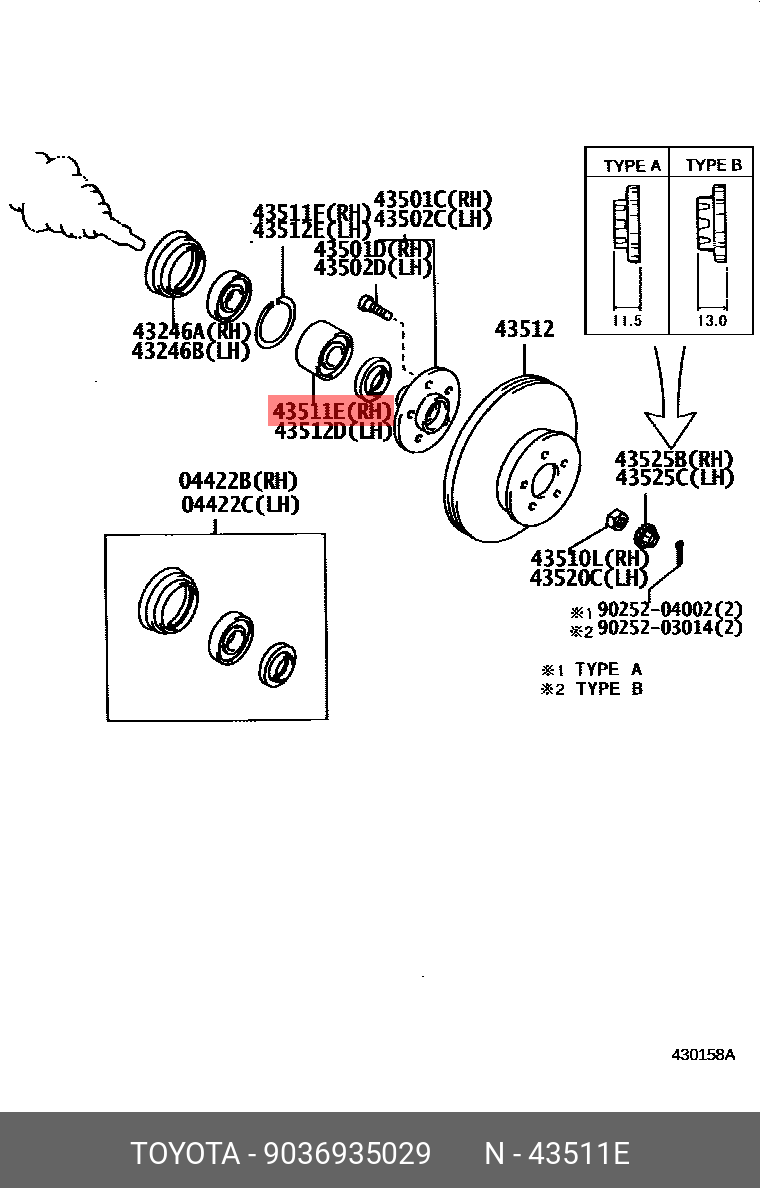 Подшипник передней ступицы TOYOTA 9036935029