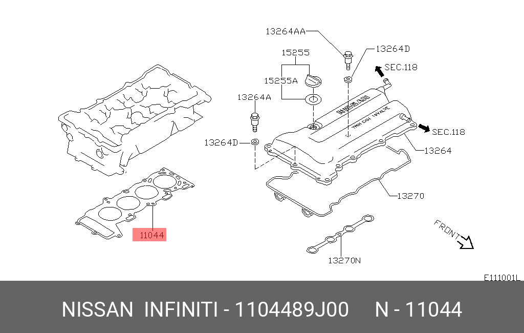 ПРОКЛАДКА ГБЦ МЕТАЛЛИЧЕСКАЯ NISSAN 1104489J00
